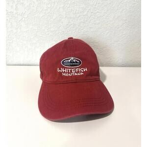 Prairie Mountain White Fish Montana Embroidered Red Adjustable Baseball Hat